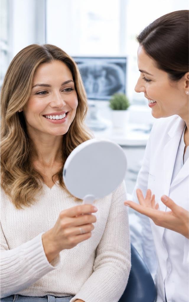 Illustrative cosmetic dentistry consultation
